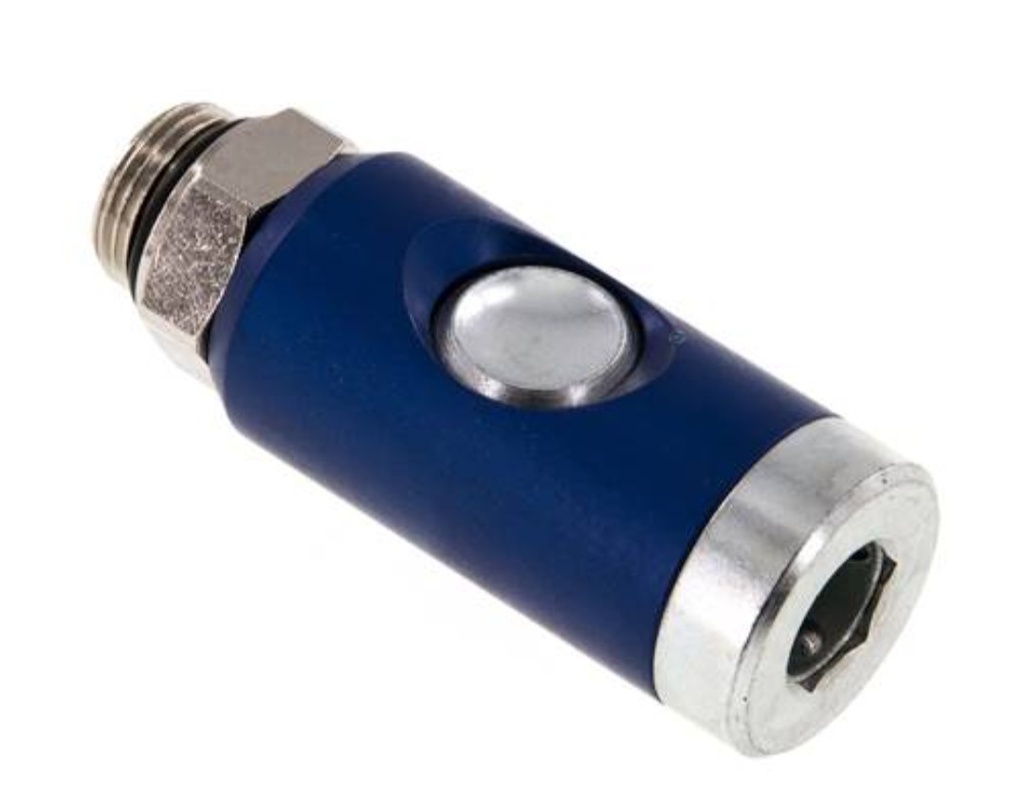 KDGSIP 38 NW7 ST / Sicherheits-Druckknopfkupplung (NW7,2), G 3/8" AG, Stahl verzinkt