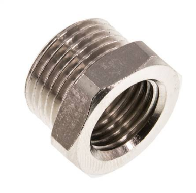 [RN 3814 MSV] RN 3814 MSV / Reduziernippel G 3/8"(AG)-G 1/4"(IG), Messing vernickelt